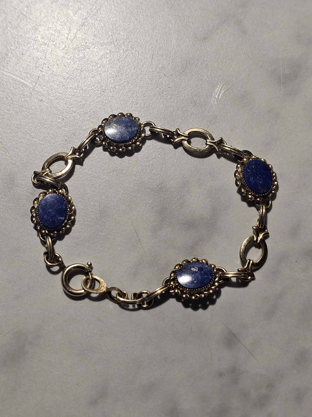 Lapis Lazuli 12k Gold filled bracelet 6in Length